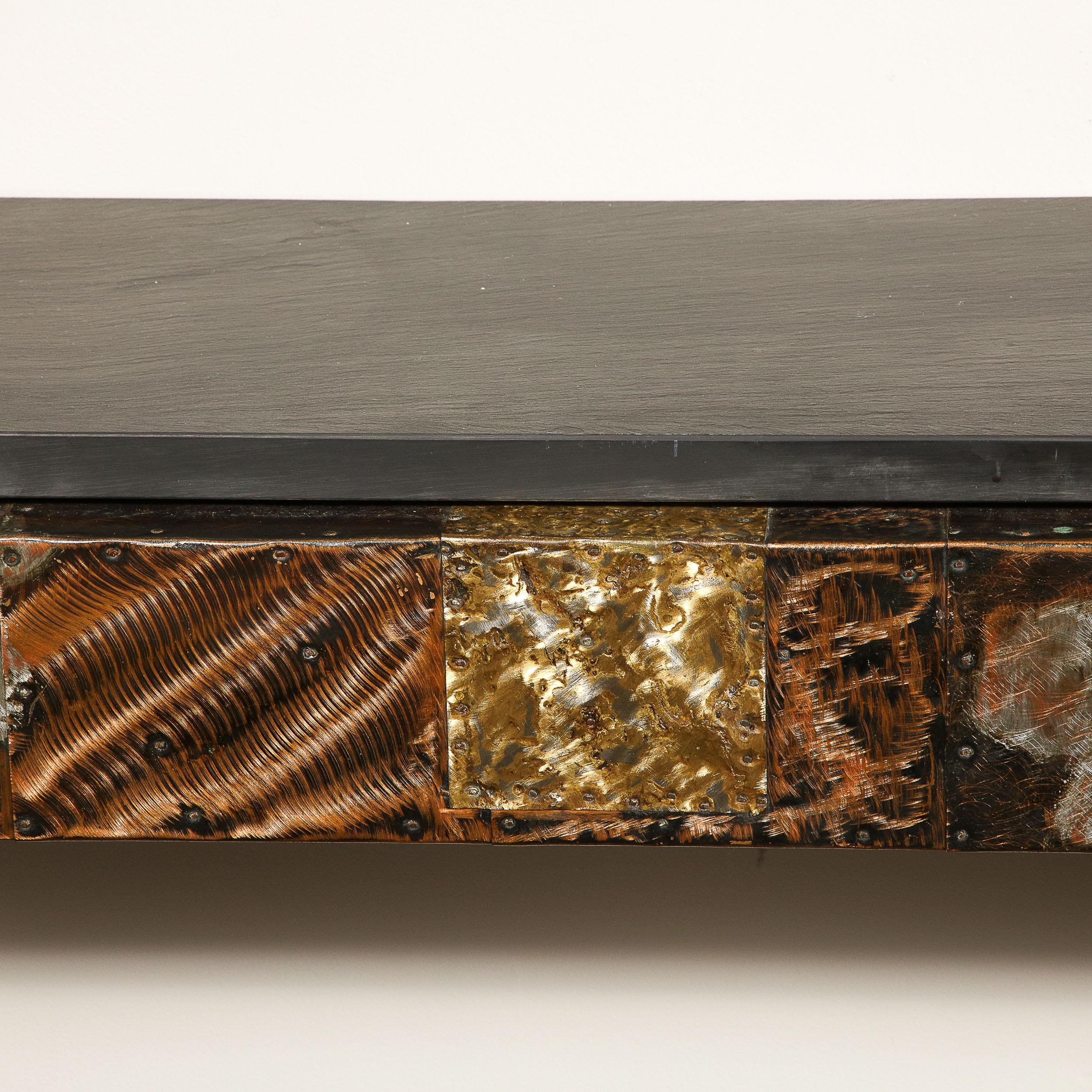 Mid-Century Brutalist Patchwork Granite Top Wall Mounted Console by Paul Evans For Sale 5