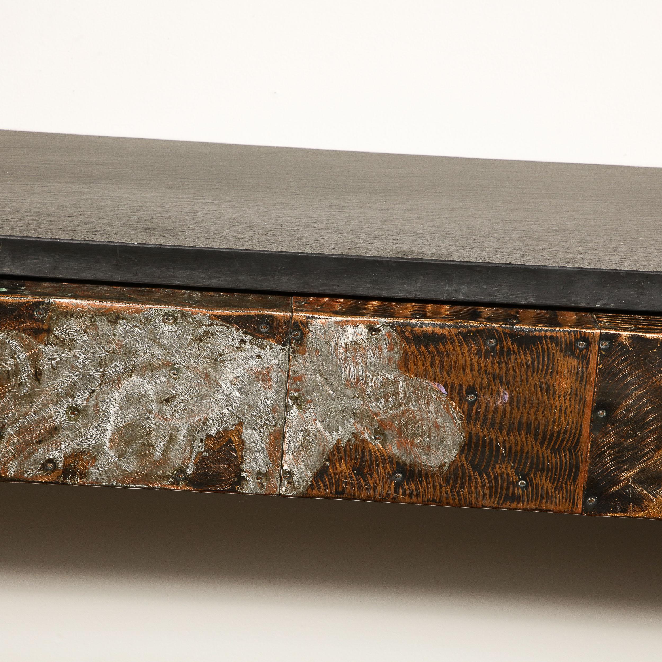 Late 20th Century Mid-Century Brutalist Patchwork Granite Top Wall Mounted Console by Paul Evans For Sale