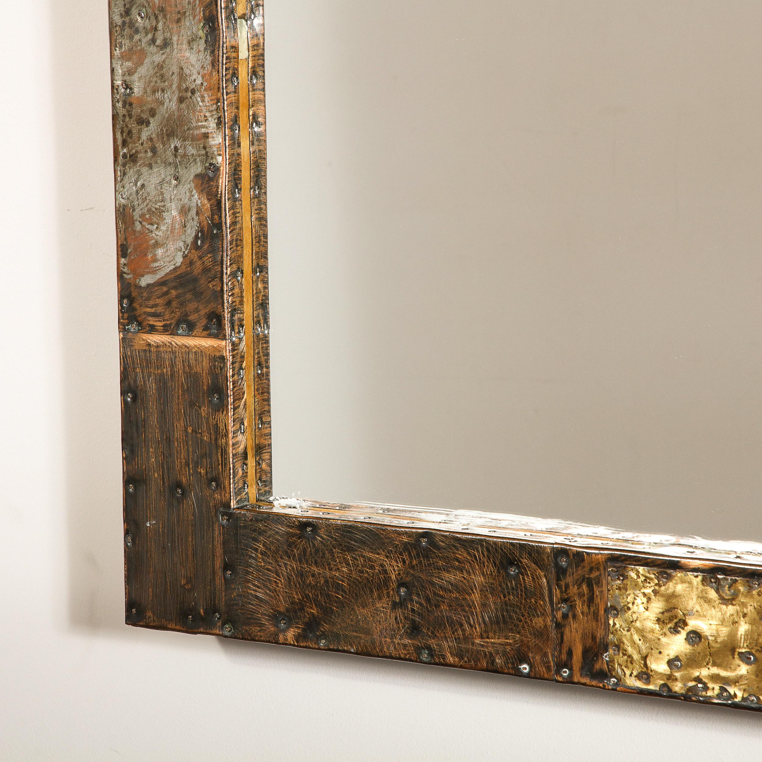 Mid-Century Brutalist Patchwork Mirror and Wall Mounted Console by Paul Evans 3