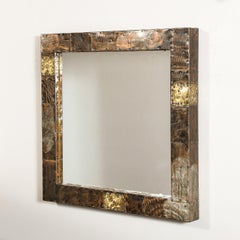 Miroir patchwork brutaliste du milieu du siècle dernier par Paul Evans