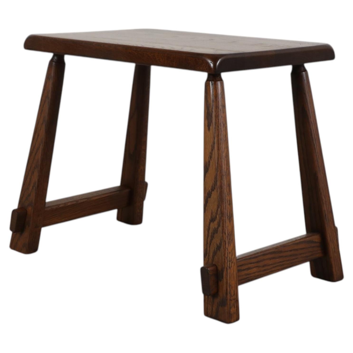 Mid-Century Brutalist Pierre Chapo Style Dark Oak Side Table or Stool
