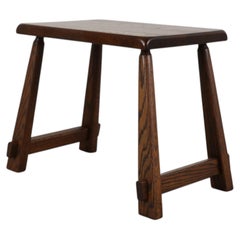 Mitte des Jahrhunderts Brutalist Pierre Chapo Style Dark Oak Beistelltisch oder Hocker