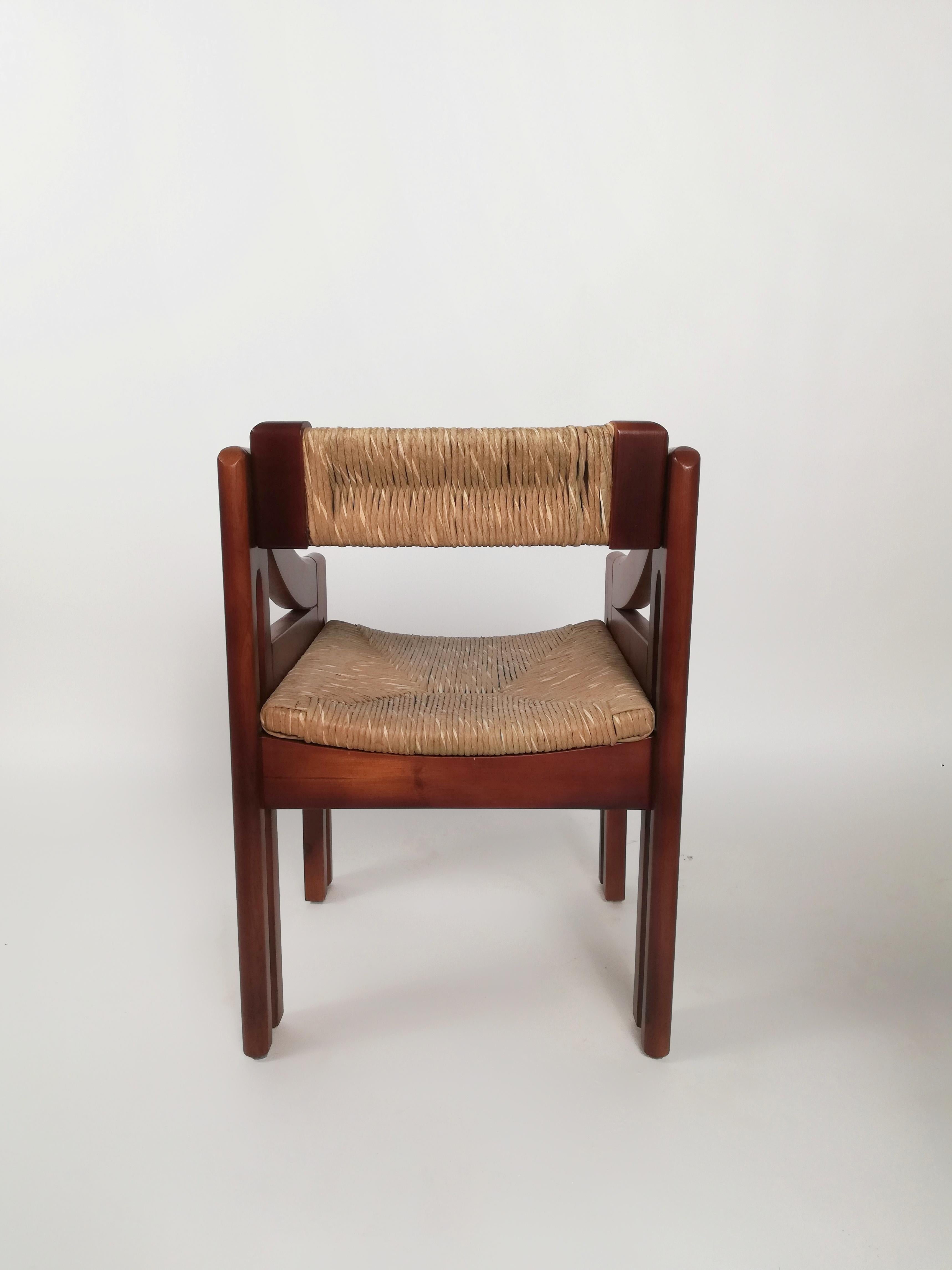 Mid-Century Brutalist Pine and Straw Chairs by Fratelli Montina, Italy, 1960s For Sale 7