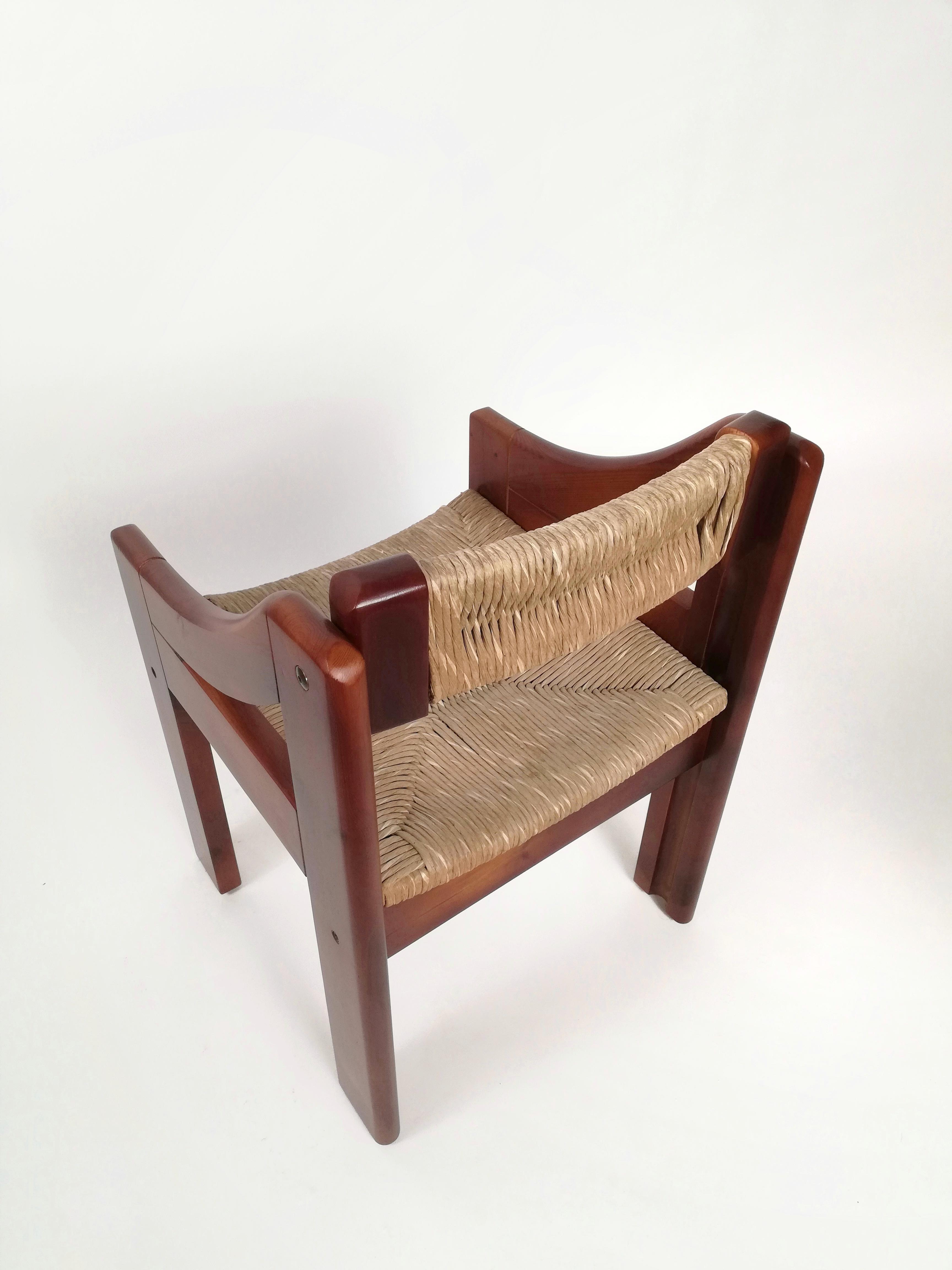 Mid-Century Brutalist Pine and Straw Chairs by Fratelli Montina, Italy, 1960s For Sale 9