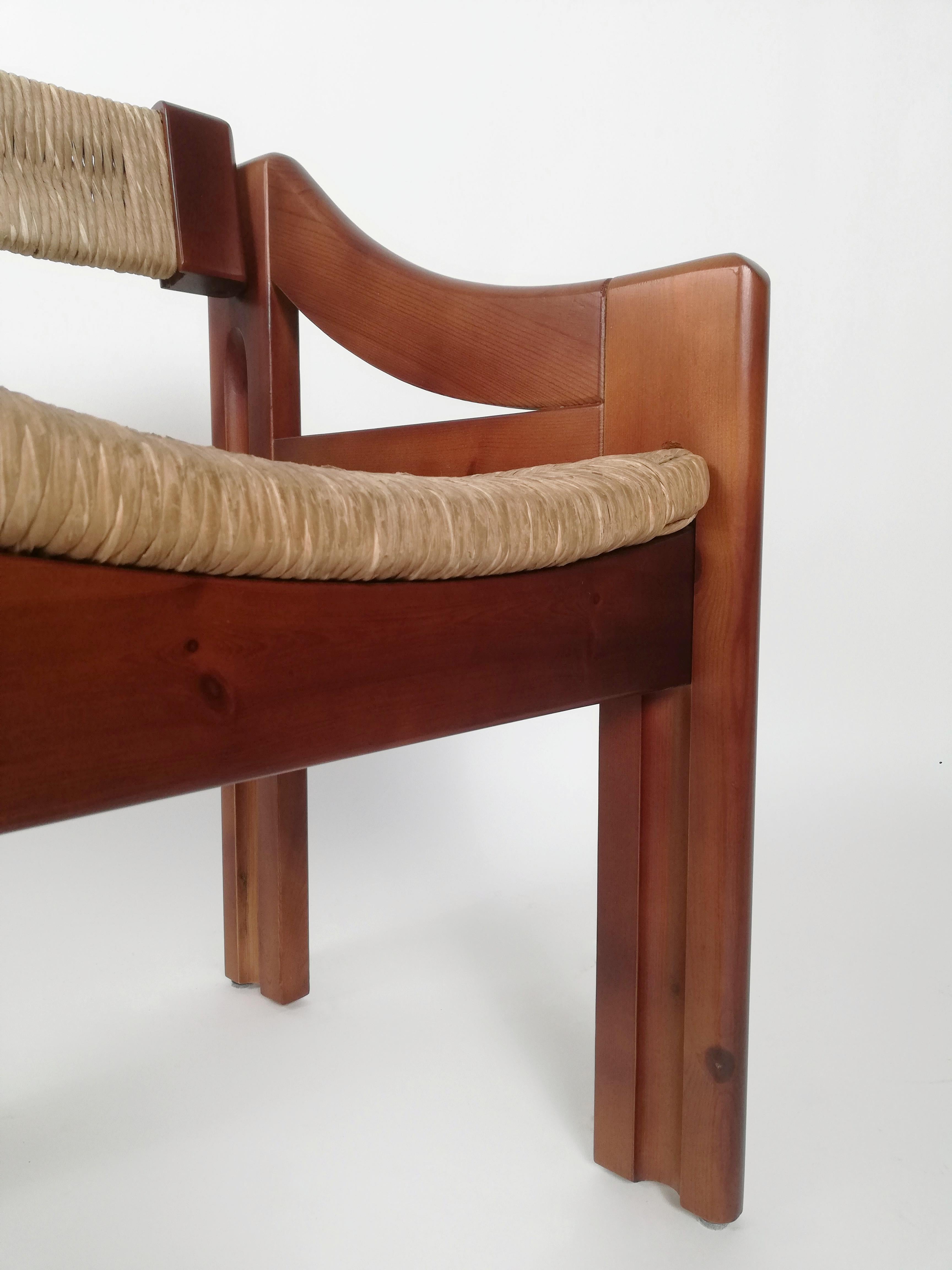 20th Century Mid-Century Brutalist Pine and Straw Chairs by Fratelli Montina, Italy, 1960s For Sale