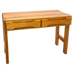 Mid-Century Brutalist Pine Drrawers Desk by Maison Regain, France 1960s