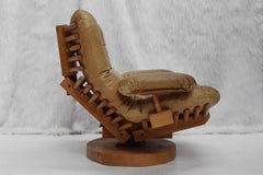 Midcentury Brutalist Pine Fish-Bone Lounge Chair 'Koala', 1970s