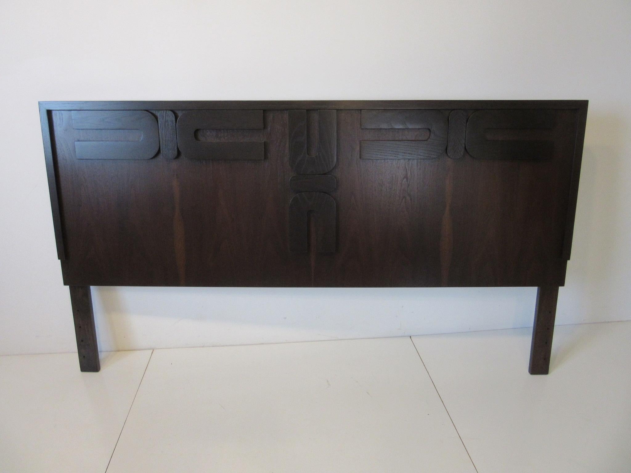20th Century Midcentury Brutalist Queen Headboard in the Style of Lane