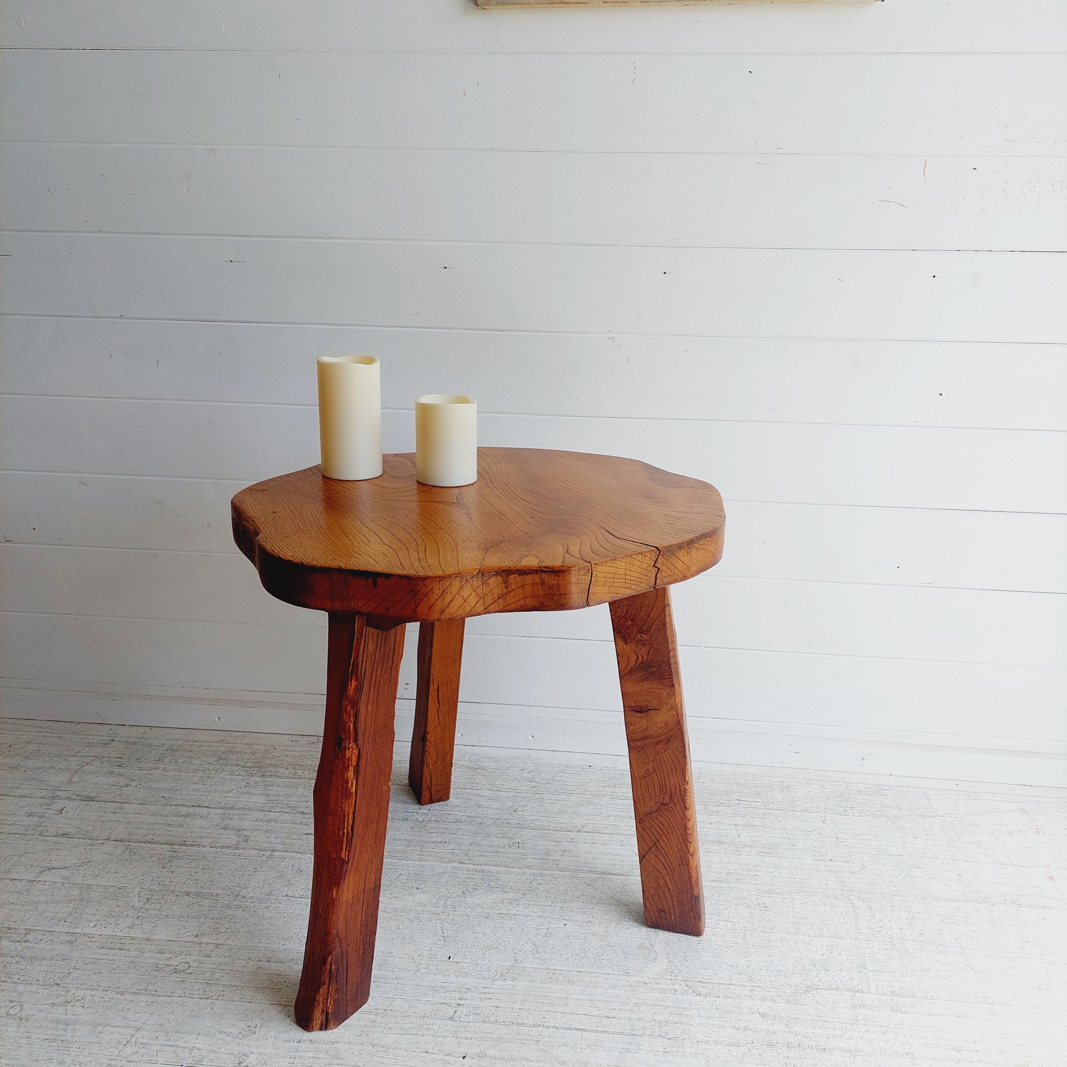 Rustic Mid Century Brutalist rustic side occasional coffee table, Wanderwood, 50s