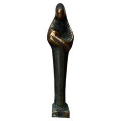 Mid-Century Brutalist Sakral Bronze Maria and Jesus Figurine, 1960s