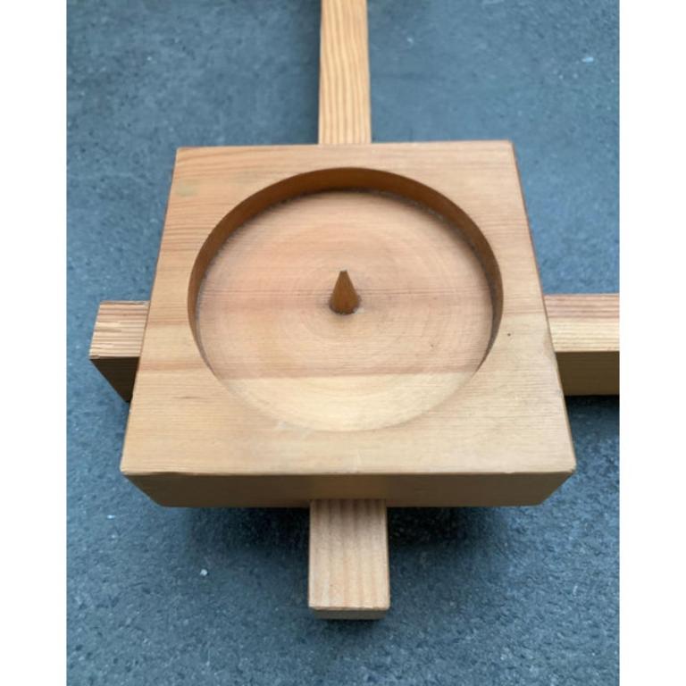 Mid-Century Brutalist Scandinavian Wooden Candleholder, 1960s For Sale 7