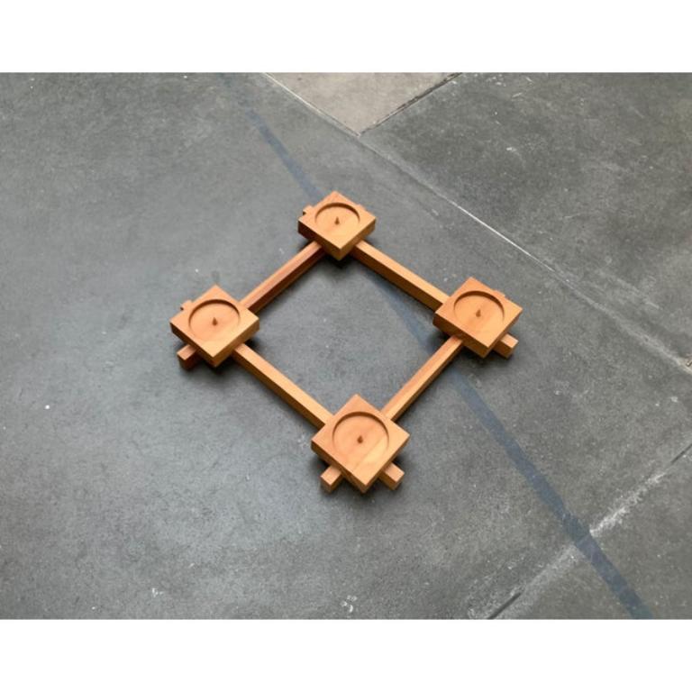 20th Century Mid-Century Brutalist Scandinavian Wooden Candleholder, 1960s For Sale