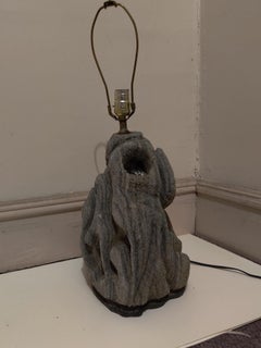 Mid Century Brutalist Sculpted Rough Stone Table Lamp