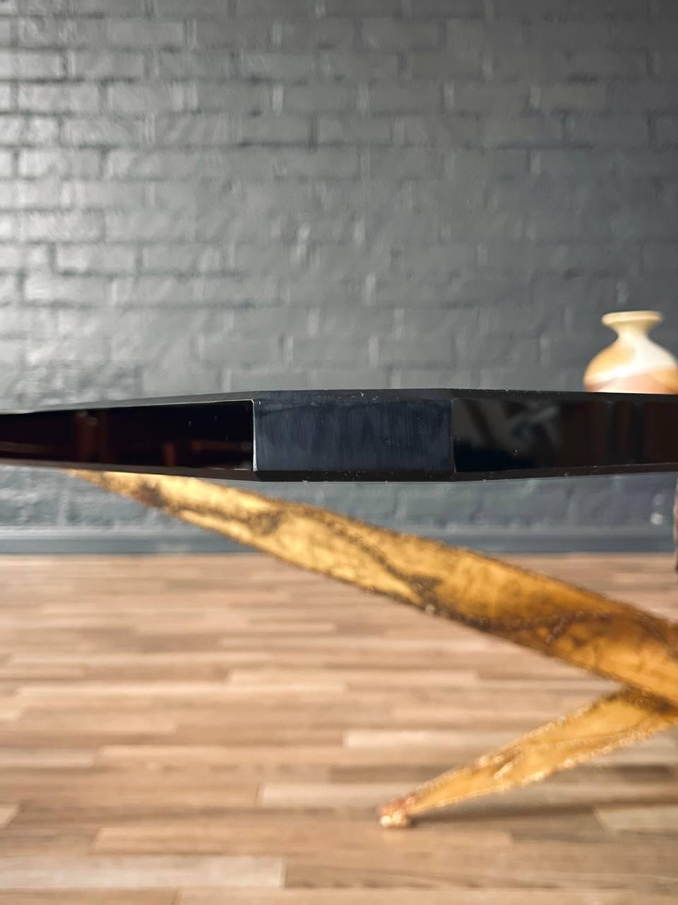 Mid-Century Brutalist Sculptural Torch Cut Steel Coffee Table w/ Glass Top 4