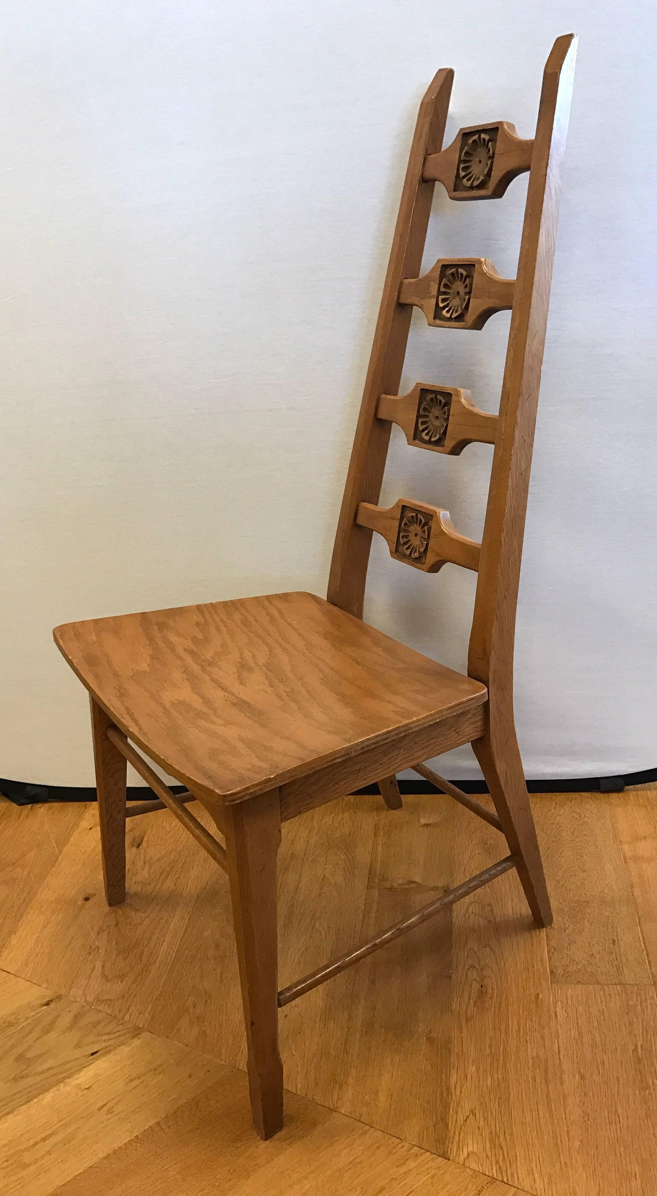 American Midcentury Brutalist Set of Six Adrian Pearsall Style Oak Dining Chairs