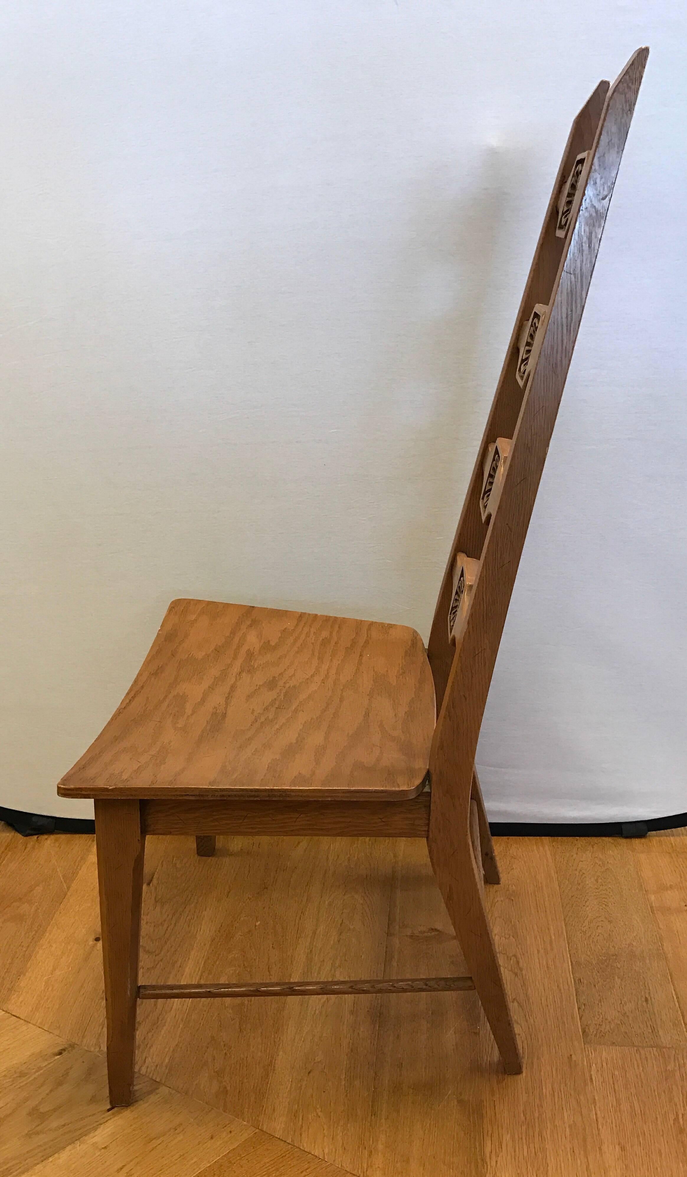 Midcentury Brutalist Set of Six Adrian Pearsall Style Oak Dining Chairs In Excellent Condition In West Hartford, CT