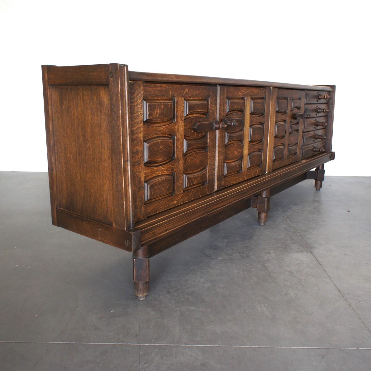 Mid-20th Century Mid Century brutalist sideboard by Guillerme et Chambron