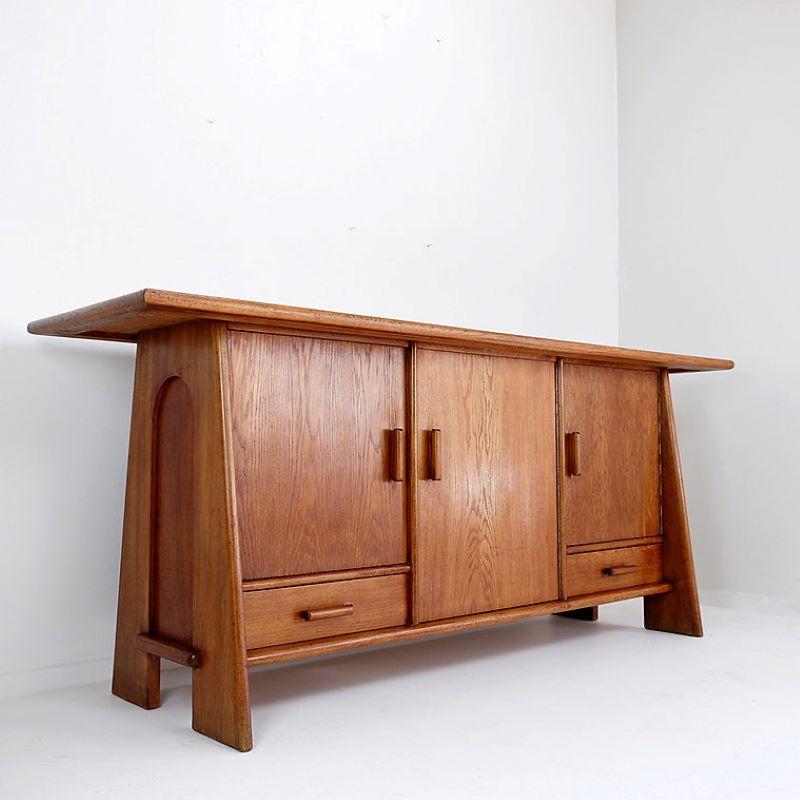 Wood Mid-Century Brutalist Sideboard From The 60s For Sale