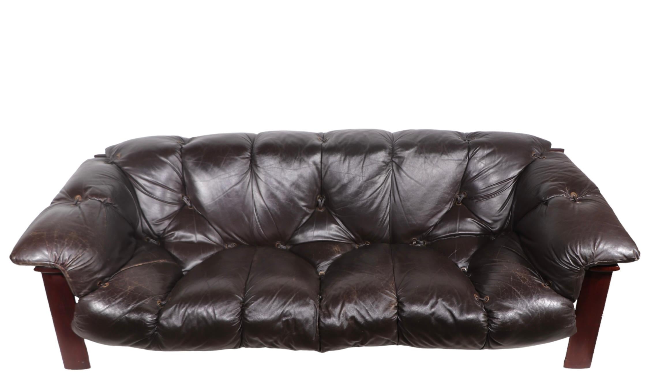 Mid Century Brutalist  Sofa by Percival Lafer made in Brazil c 1970's In Good Condition For Sale In New York, NY