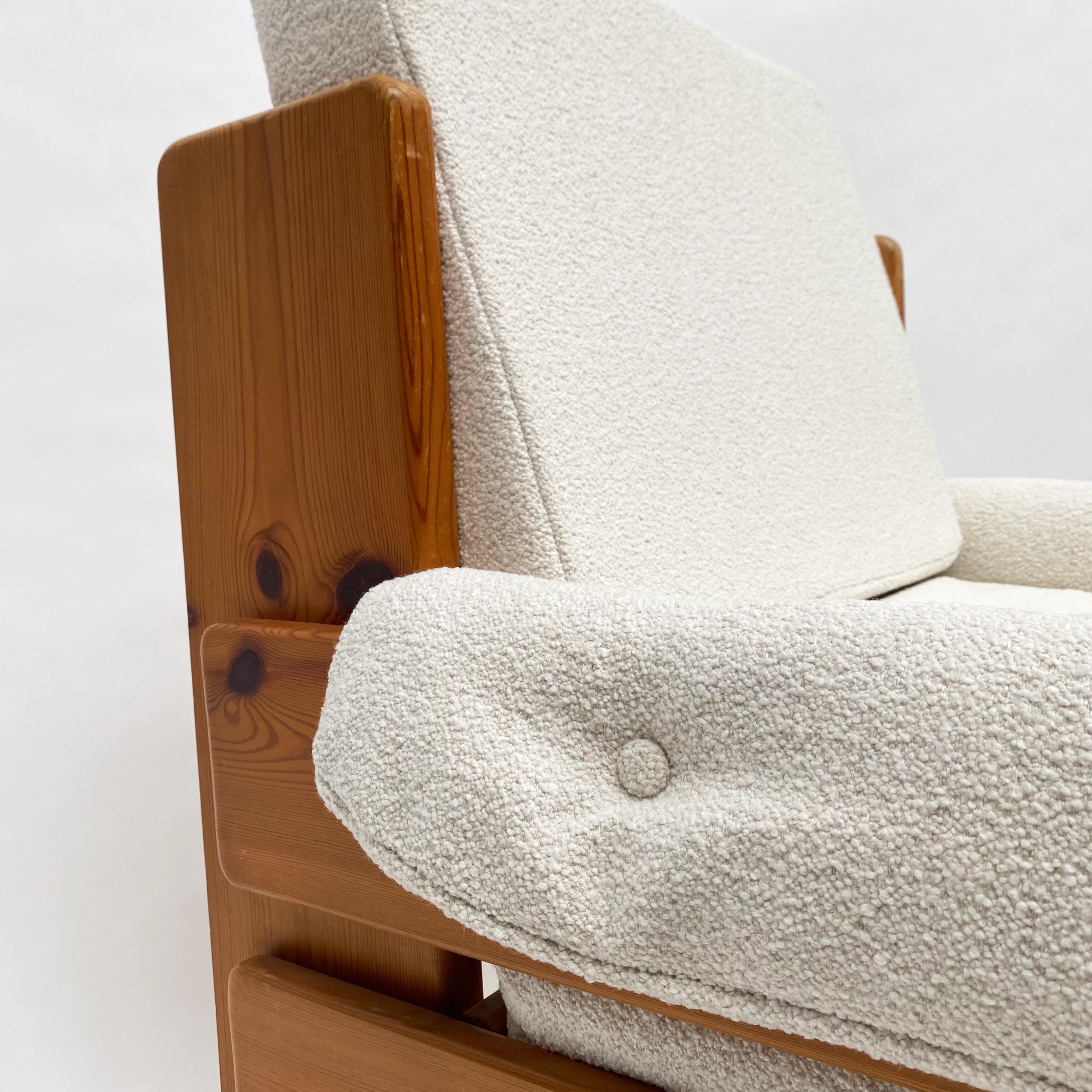 Mid-Century Brutalist Solid Pine Lounge Chair, Sweden, 1970s For Sale 2