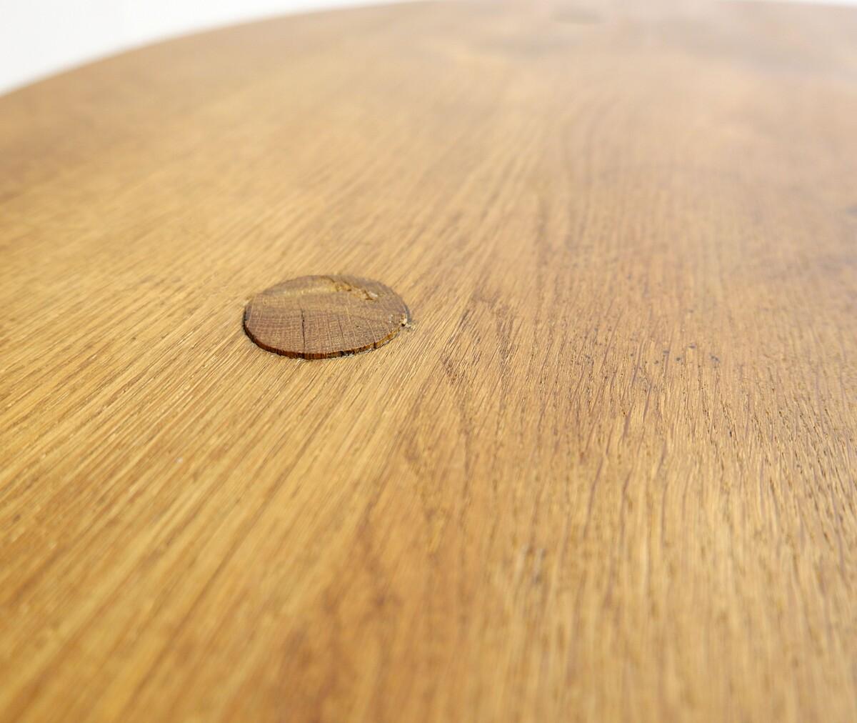 European Mid Century Brutalist Solid Wood Round Table