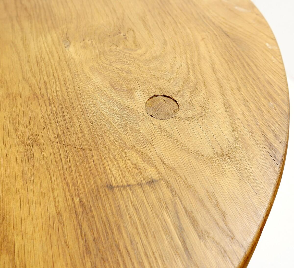 20th Century Mid Century Brutalist Solid Wood Round Table