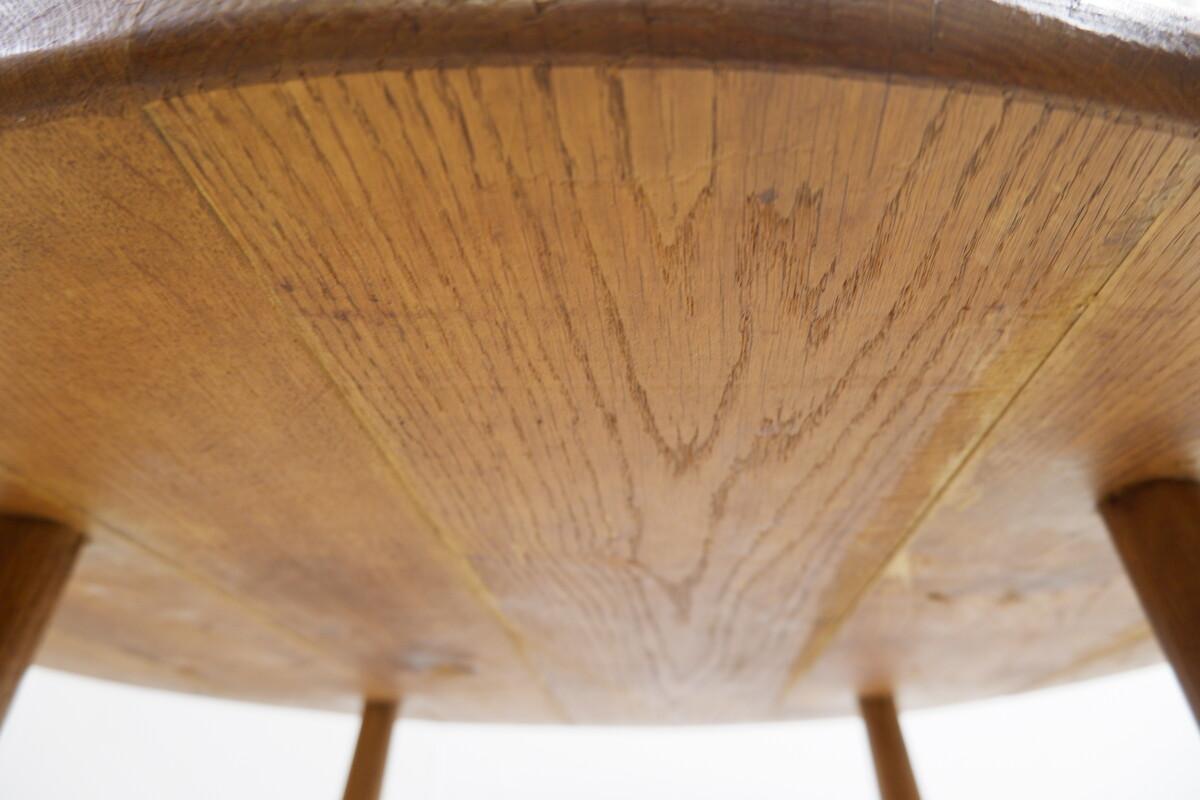 Mid Century Brutalist Solid Wood Round Table 2