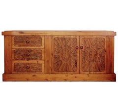Mid-century Brutalist solid wood Sideboard