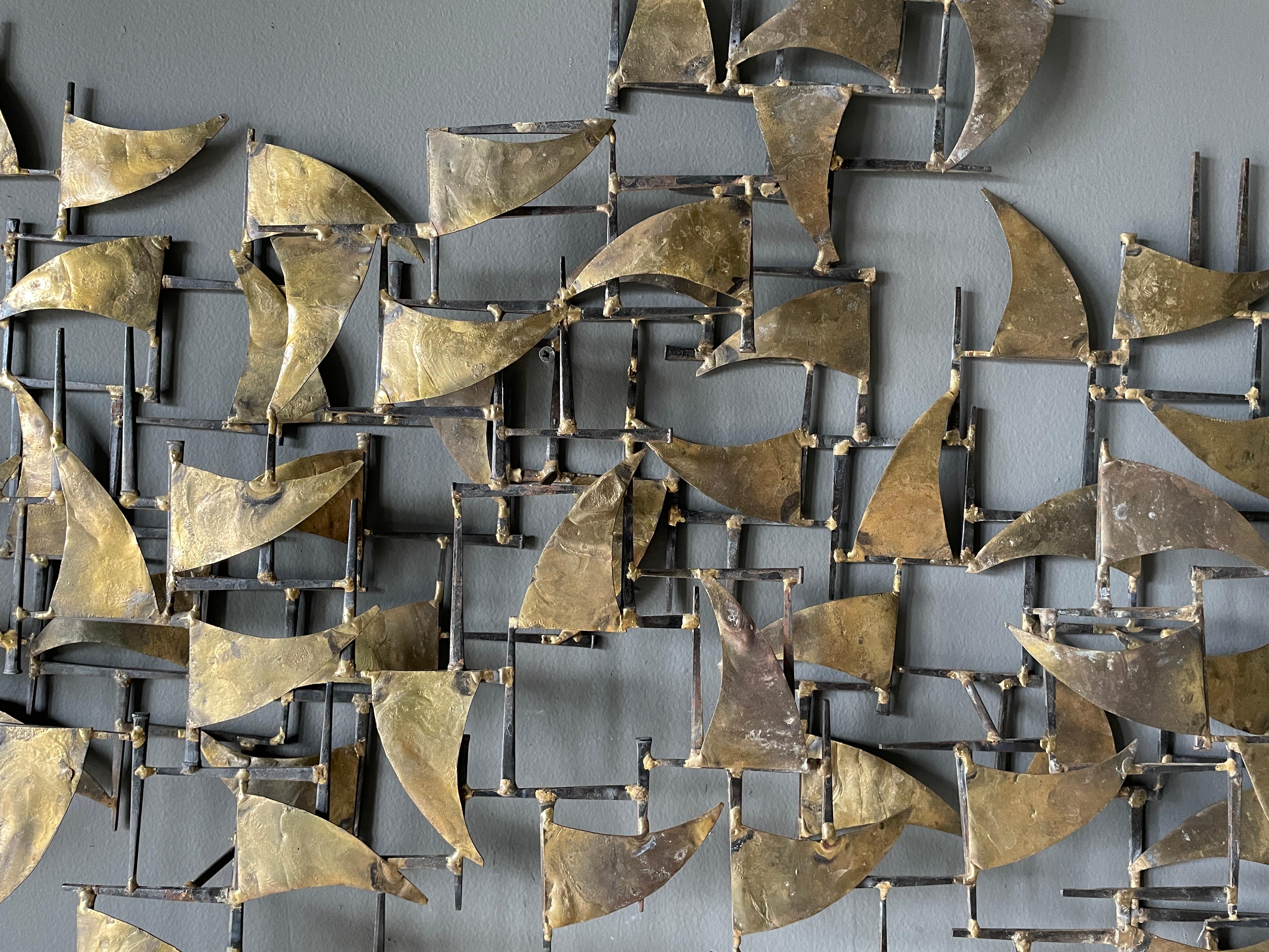 20th Century Mid Century Brutalist Square Nail Wall Sculpture circa 1960s