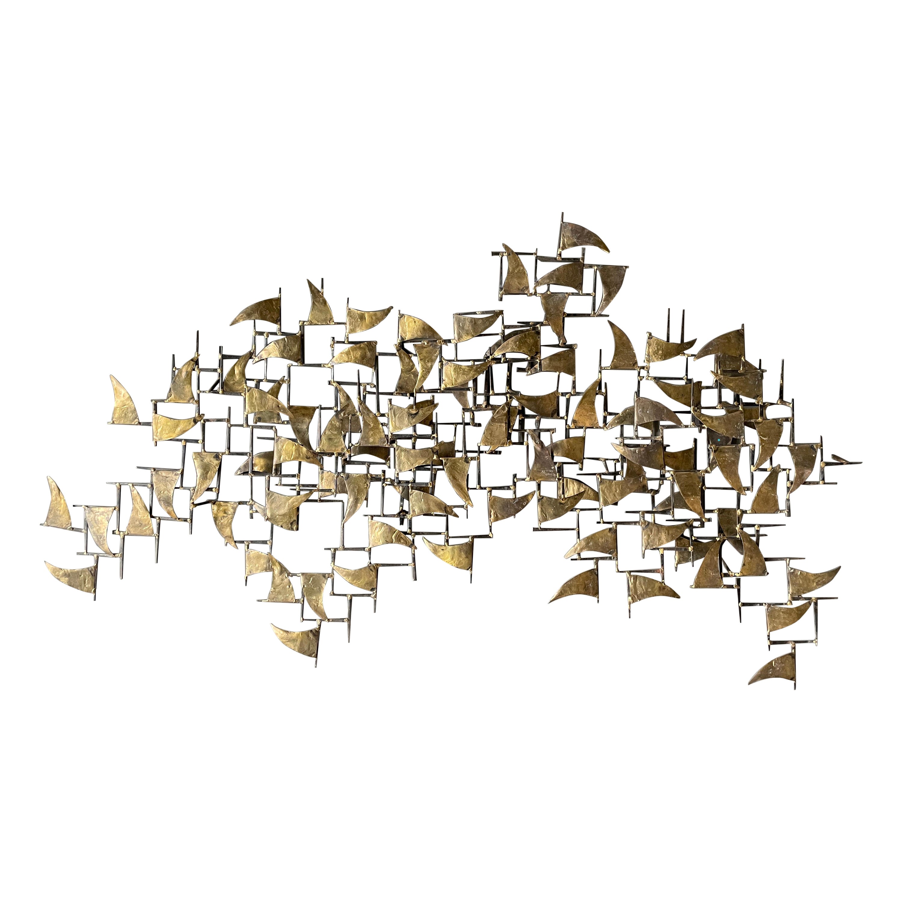 Mid Century Brutalist Square Nail Wall Sculpture circa 1960s