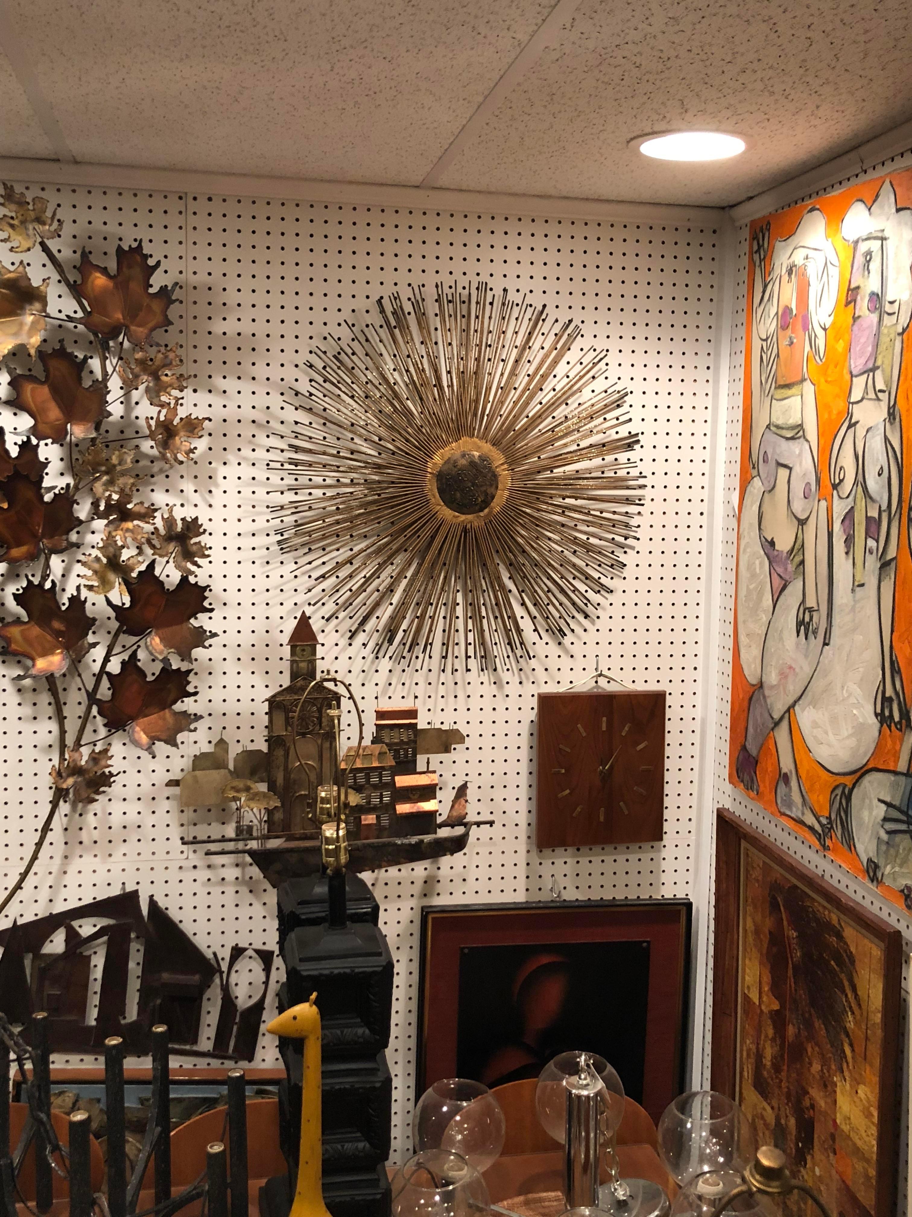 Mid Century Brutalist Starburst Wall Sculpture 6