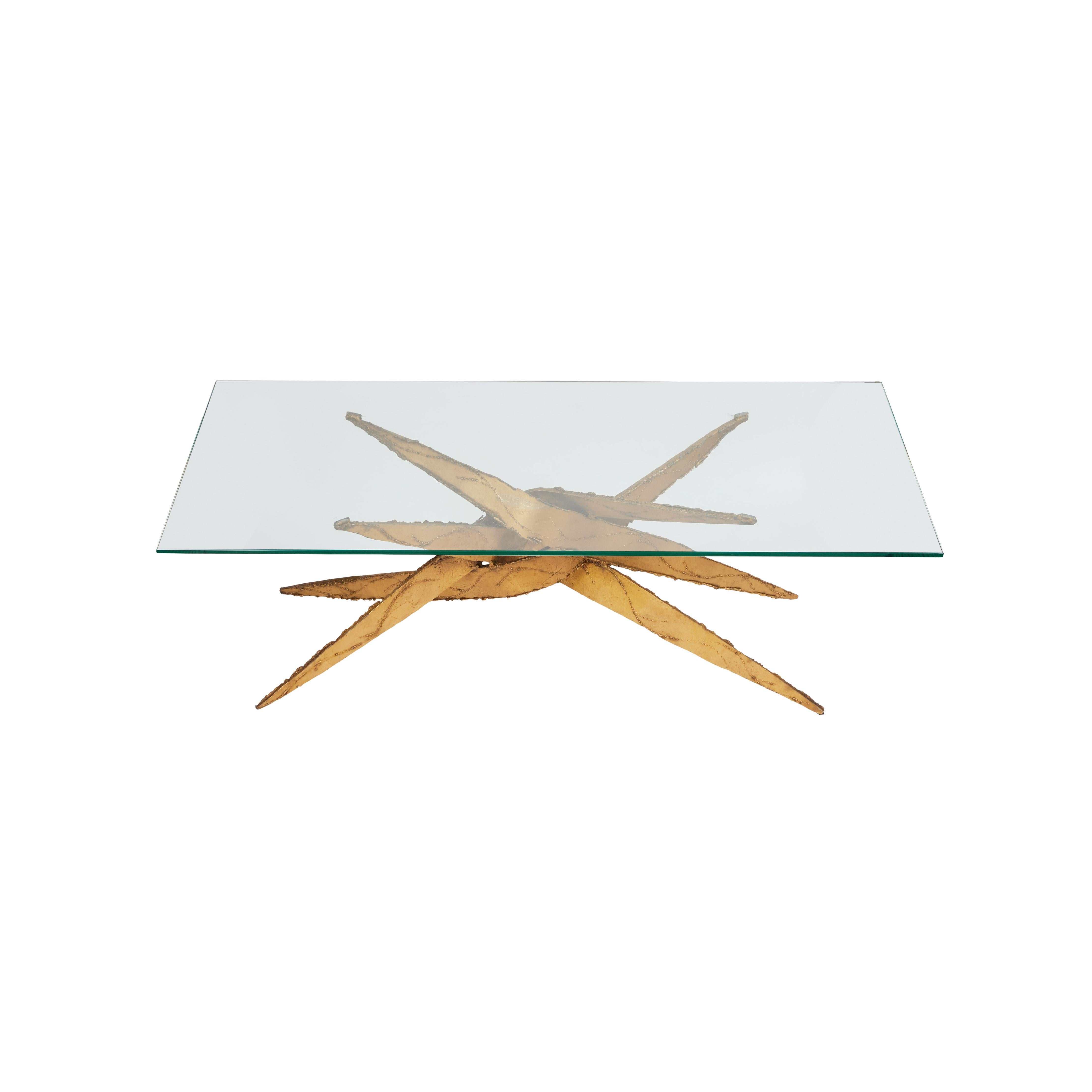 Hand-Crafted Mid Century Brutalist Steel Coffee Table For Sale