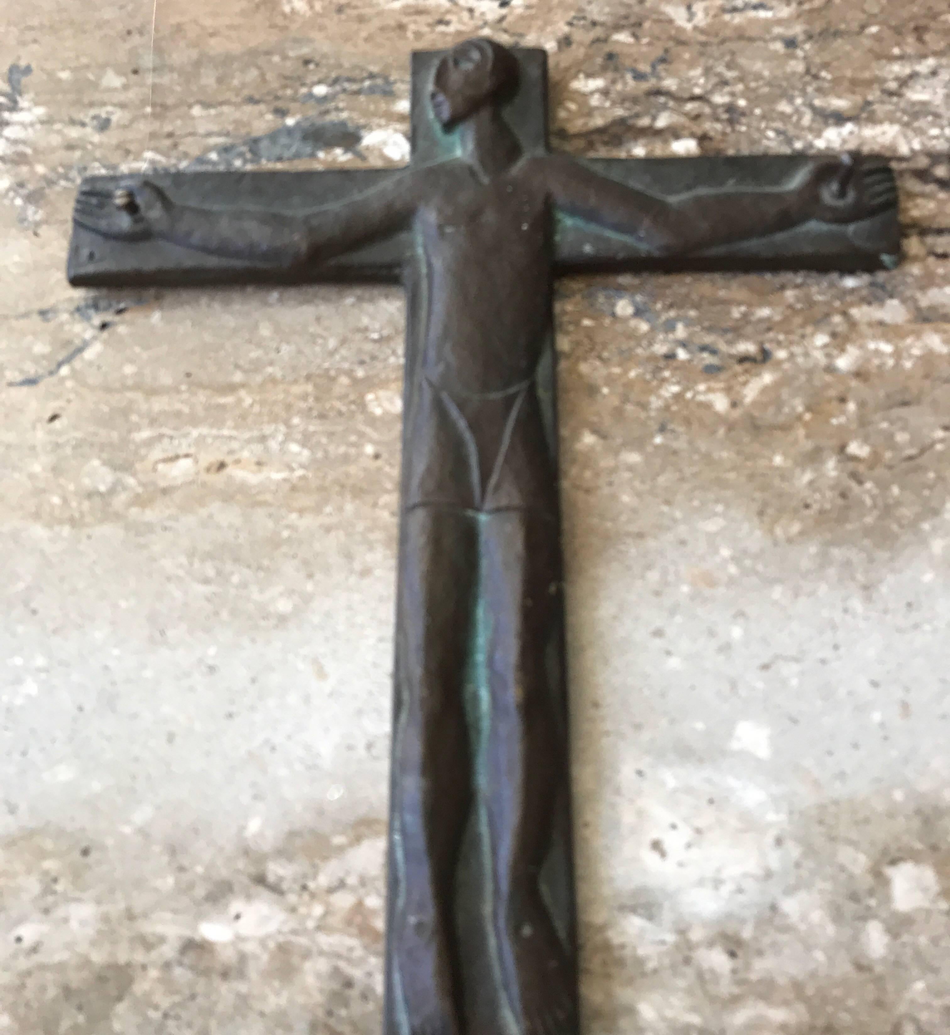 Midcentury Brutalist Steel Crucifix Cross 2