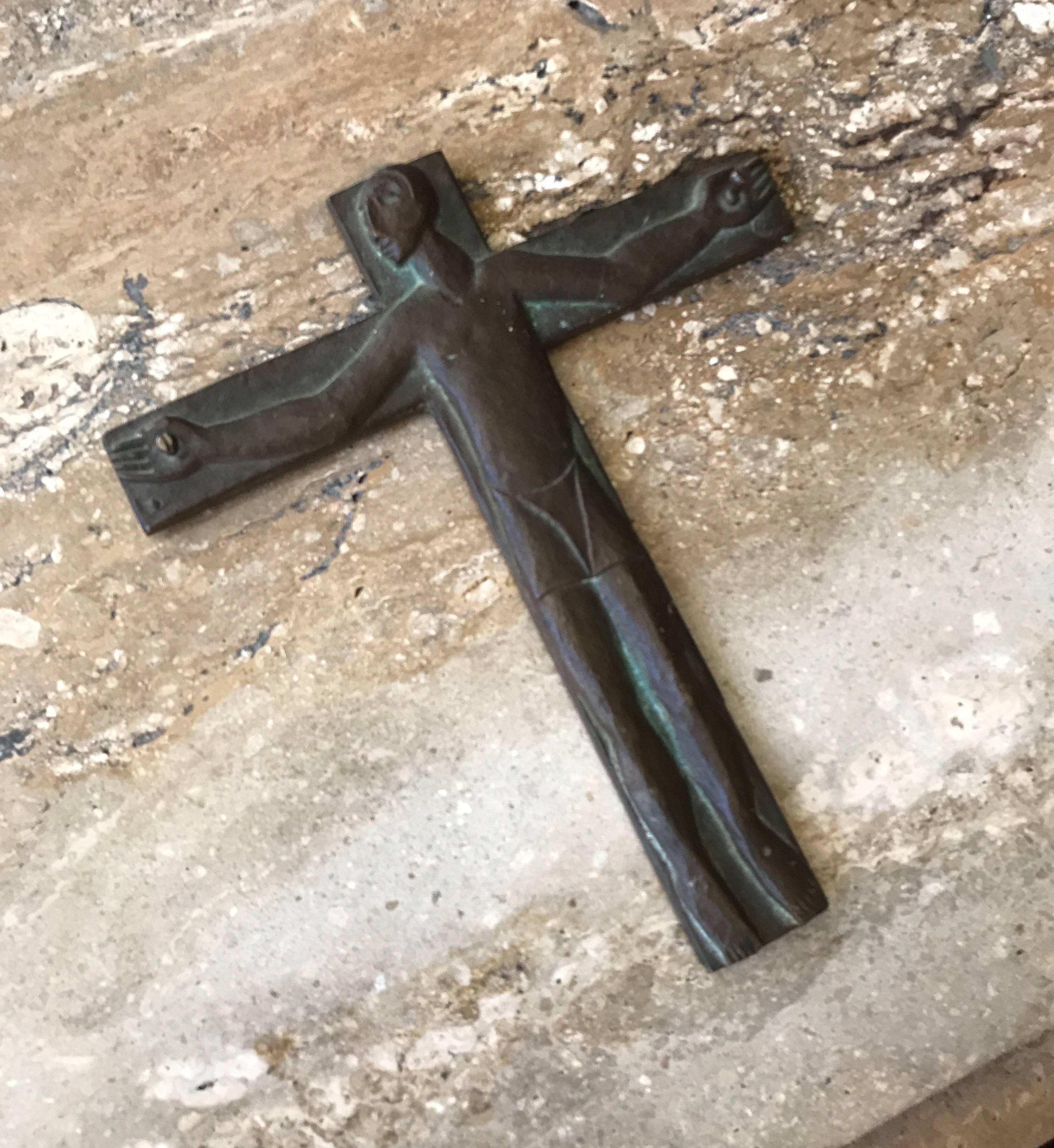 American Midcentury Brutalist Steel Crucifix Cross