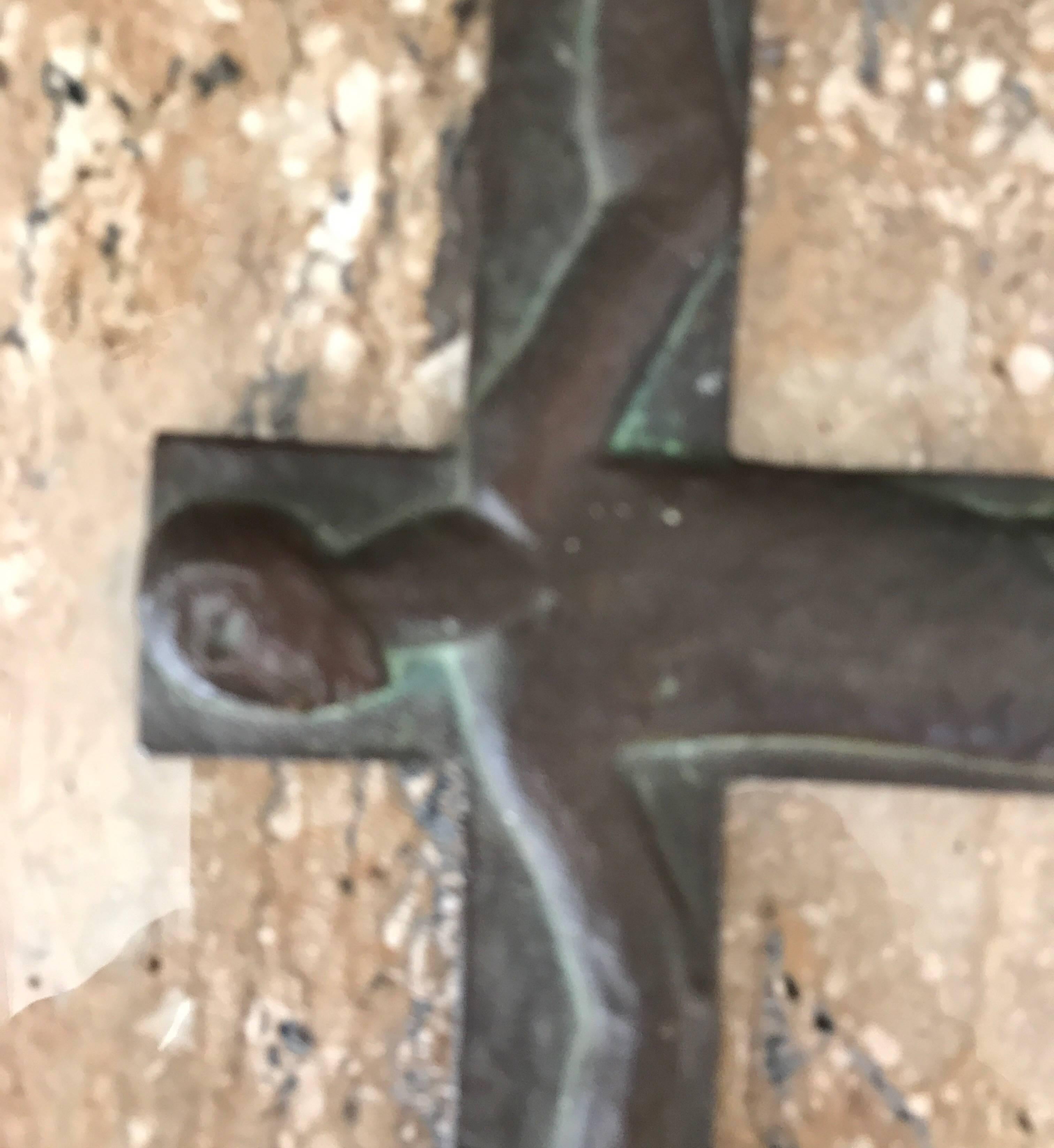 Midcentury Brutalist Steel Crucifix Cross In Good Condition In Chicago, IL