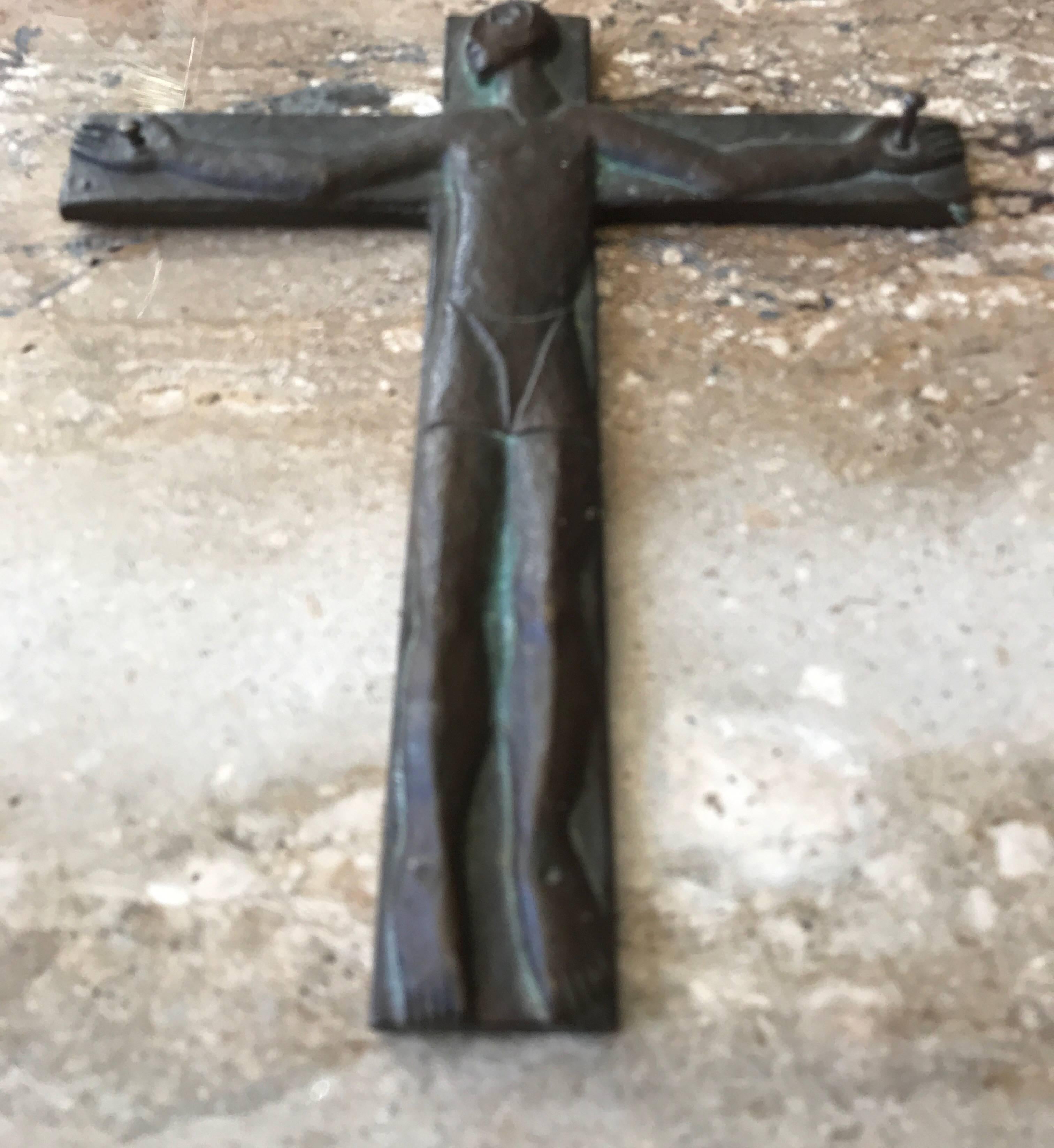 Midcentury Brutalist Steel Crucifix Cross 1