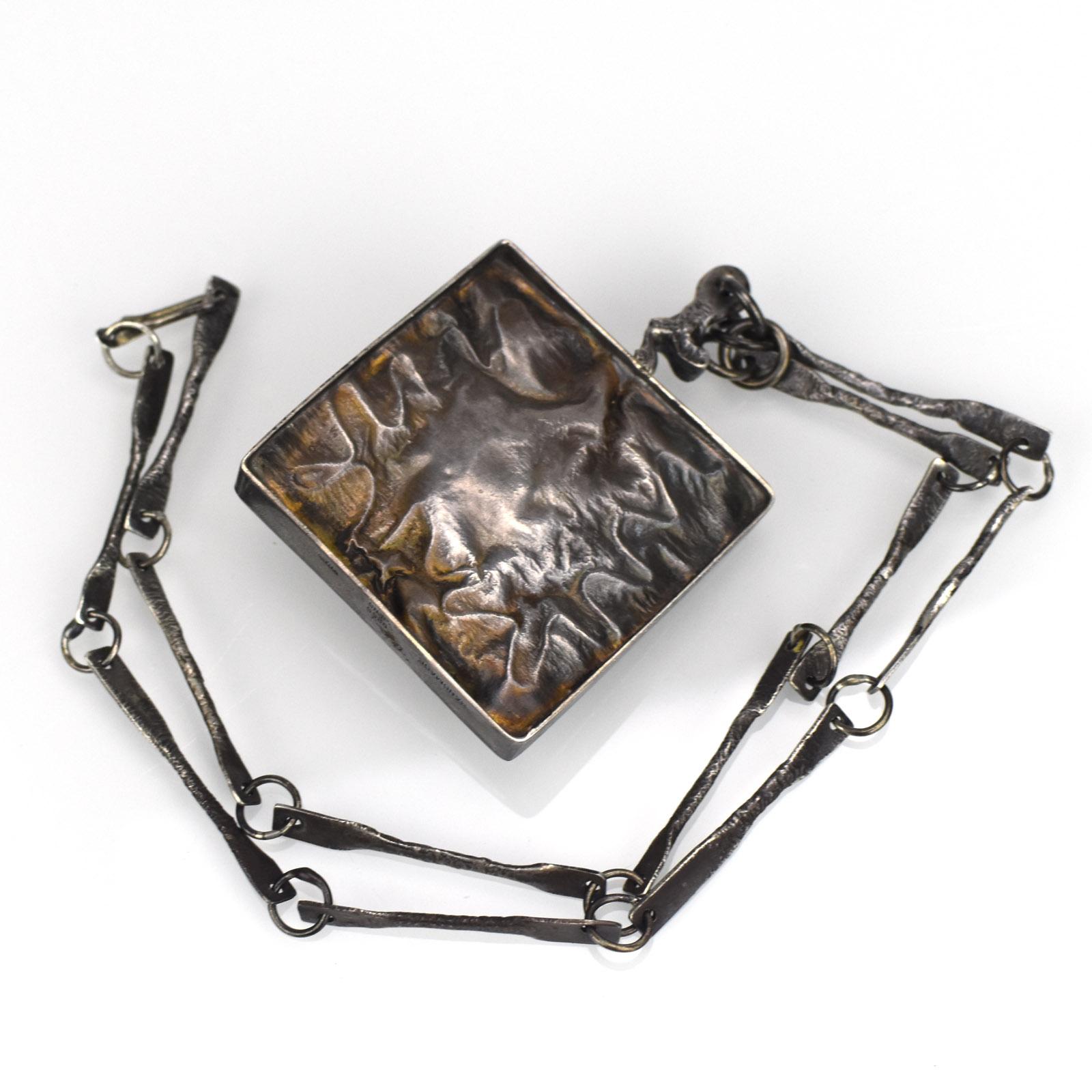 Art Deco Mid Century Brutalist Sterling Necklace by Jens Peter Clausen Gudjonsson Iceland For Sale