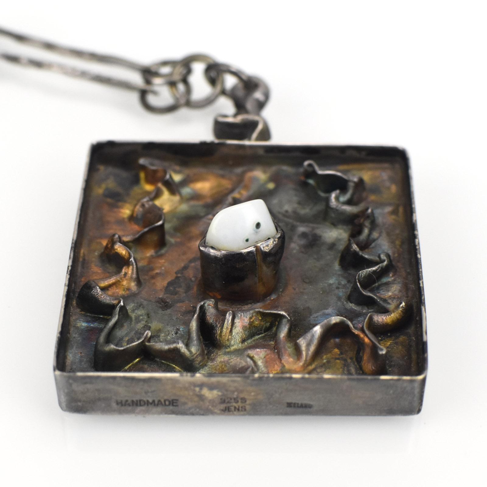 German Mid Century Brutalist Sterling Necklace by Jens Peter Clausen Gudjonsson Iceland For Sale
