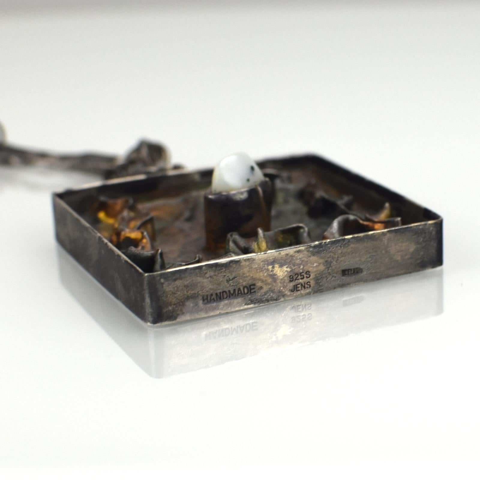 Cast Mid Century Brutalist Sterling Necklace by Jens Peter Clausen Gudjonsson Iceland For Sale