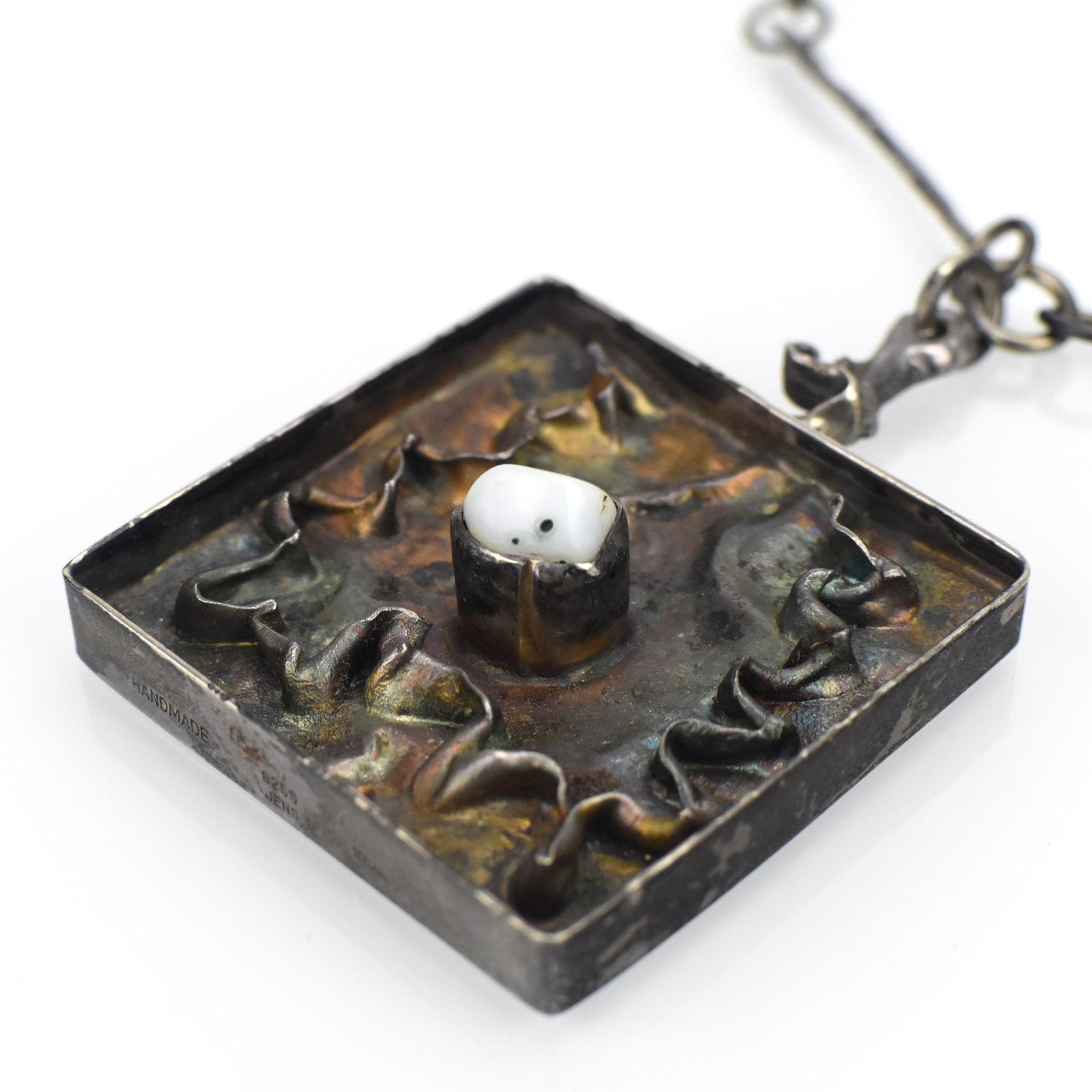 Mid Century Brutalist Sterling Necklace by Jens Peter Clausen Gudjonsson Iceland In Good Condition For Sale In Bad Säckingen, DE