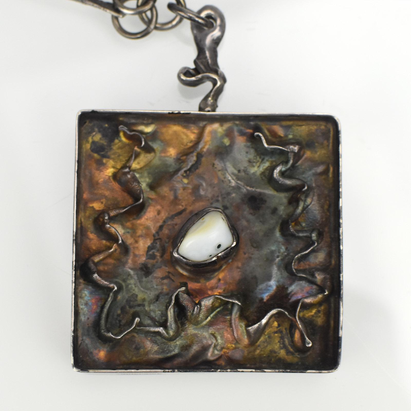 Late 20th Century Mid Century Brutalist Sterling Necklace by Jens Peter Clausen Gudjonsson Iceland For Sale