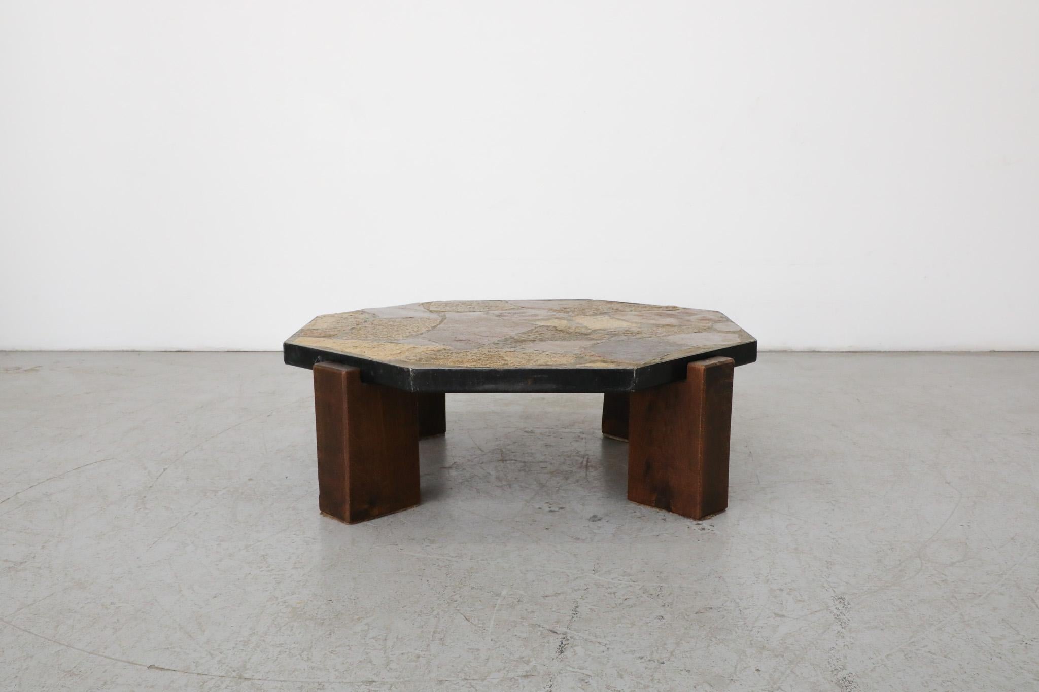 Mid-Century Modern Mid-Century Brutalist Stone Hex Table For Sale