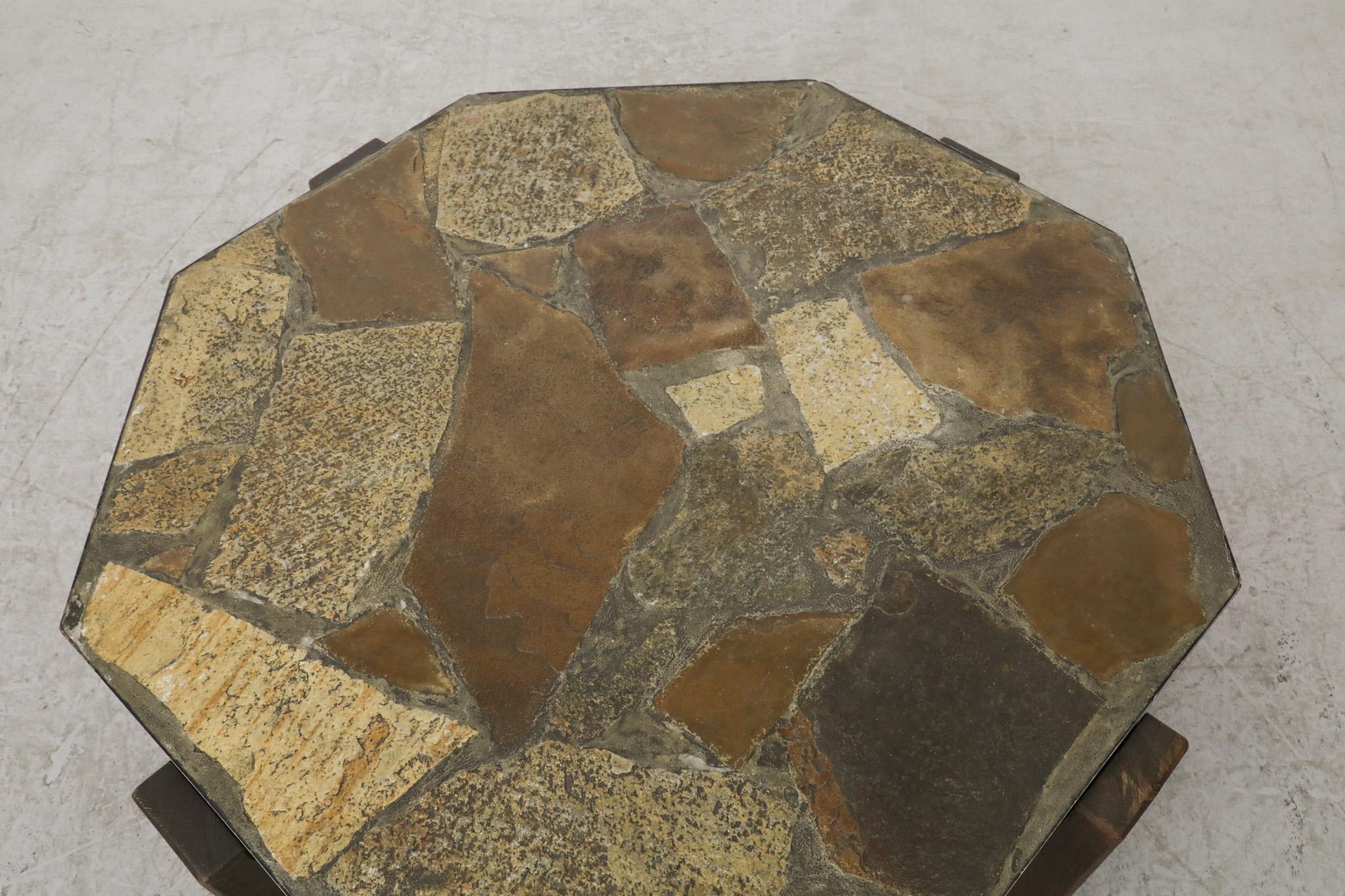 Mid-Century Brutalist Stone Hex Table For Sale 1