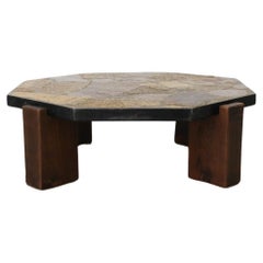 Used Mid-Century Brutalist Stone Hex Table