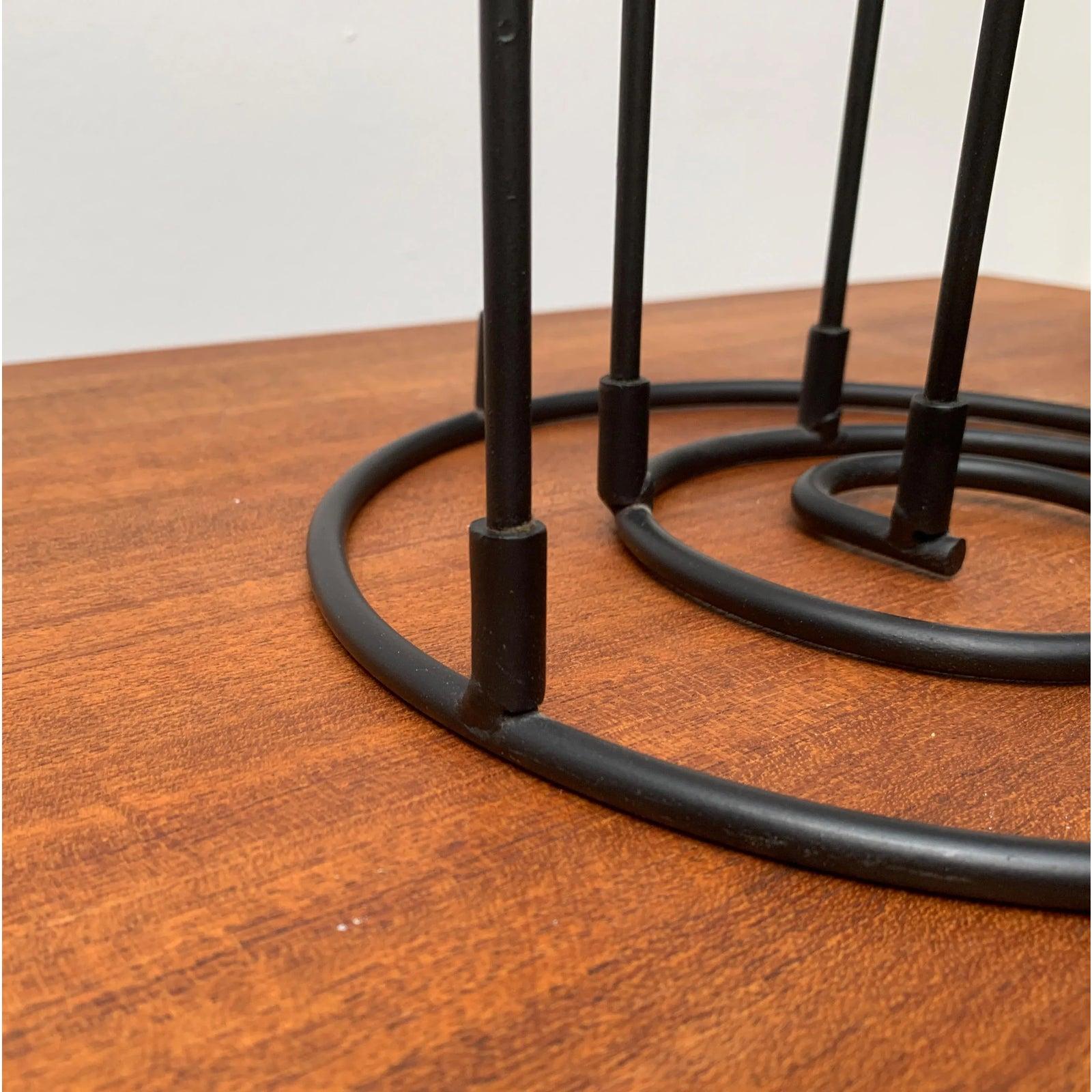 Brutalistischer String-Stil Metall-Kerzenhalter, 1960er Jahre im Angebot 4