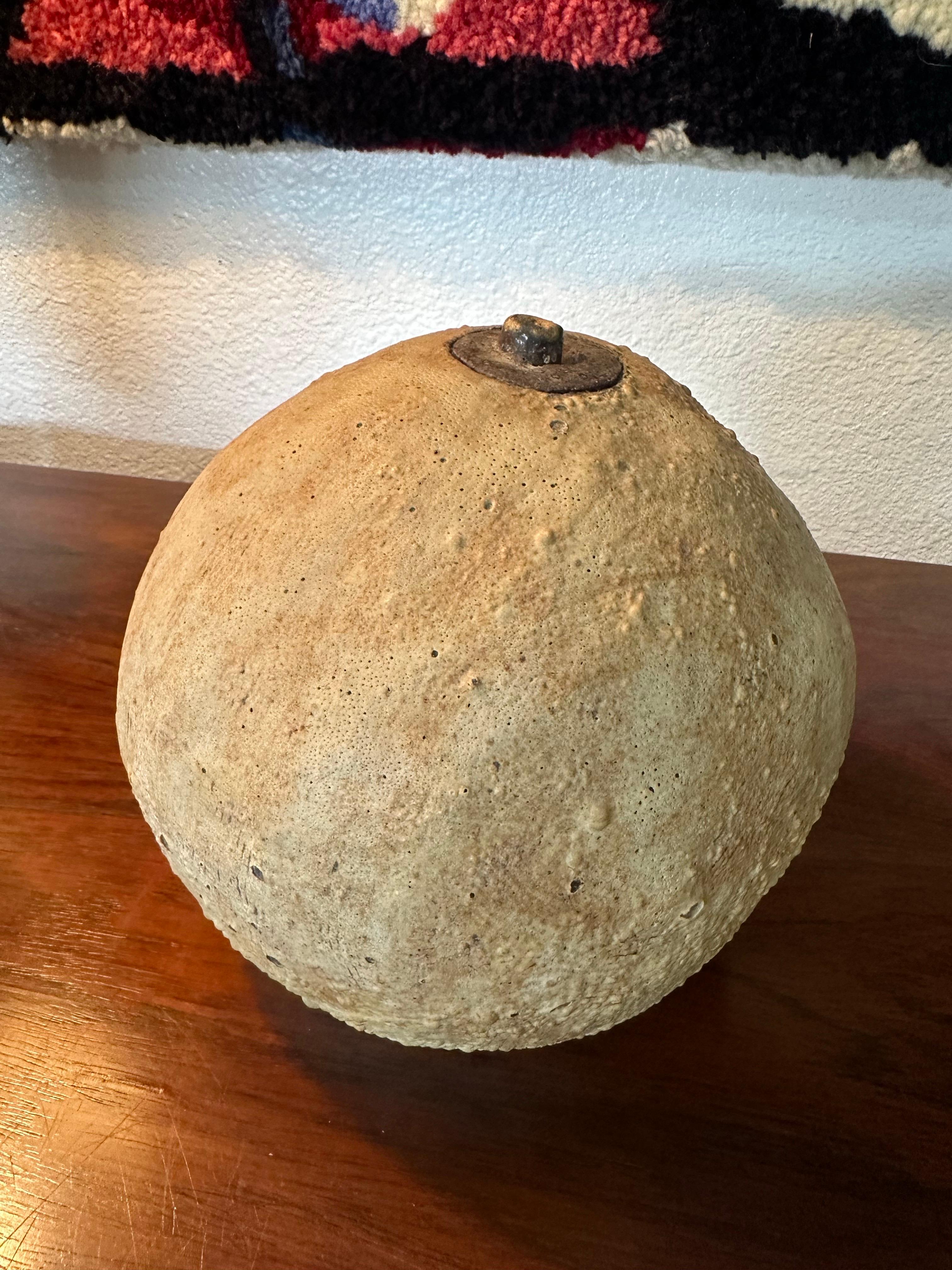American Mid Century Brutalist Studio Pottery Ball Vase Weed Pot For Sale