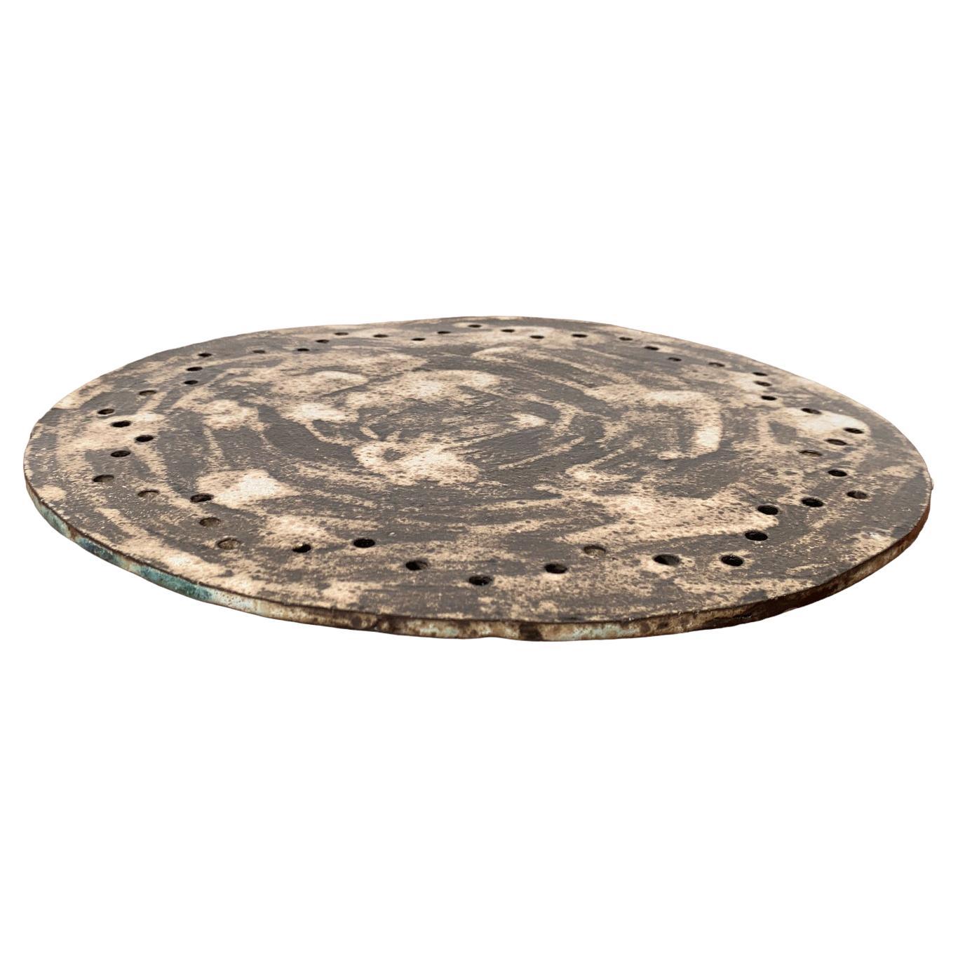 Piatto da torta in Studio Pottery brutalista di metà secolo, anni '60