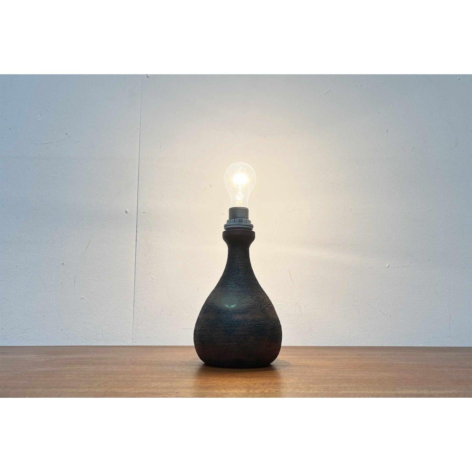 German Mid-Century Brutalist Studio Pottery Table Lamp by Gerhard Liebenthron, 1960s For Sale