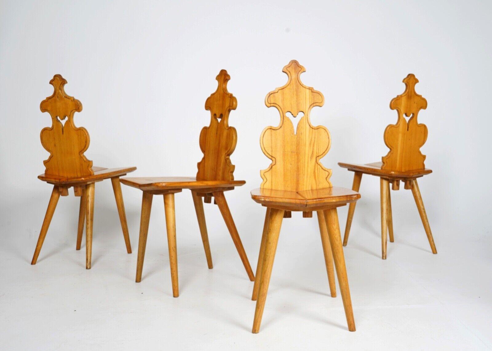 Midcentury Brutalist Style Design Tiroler Chair Set of 4 by Cepelia, 1960 4
