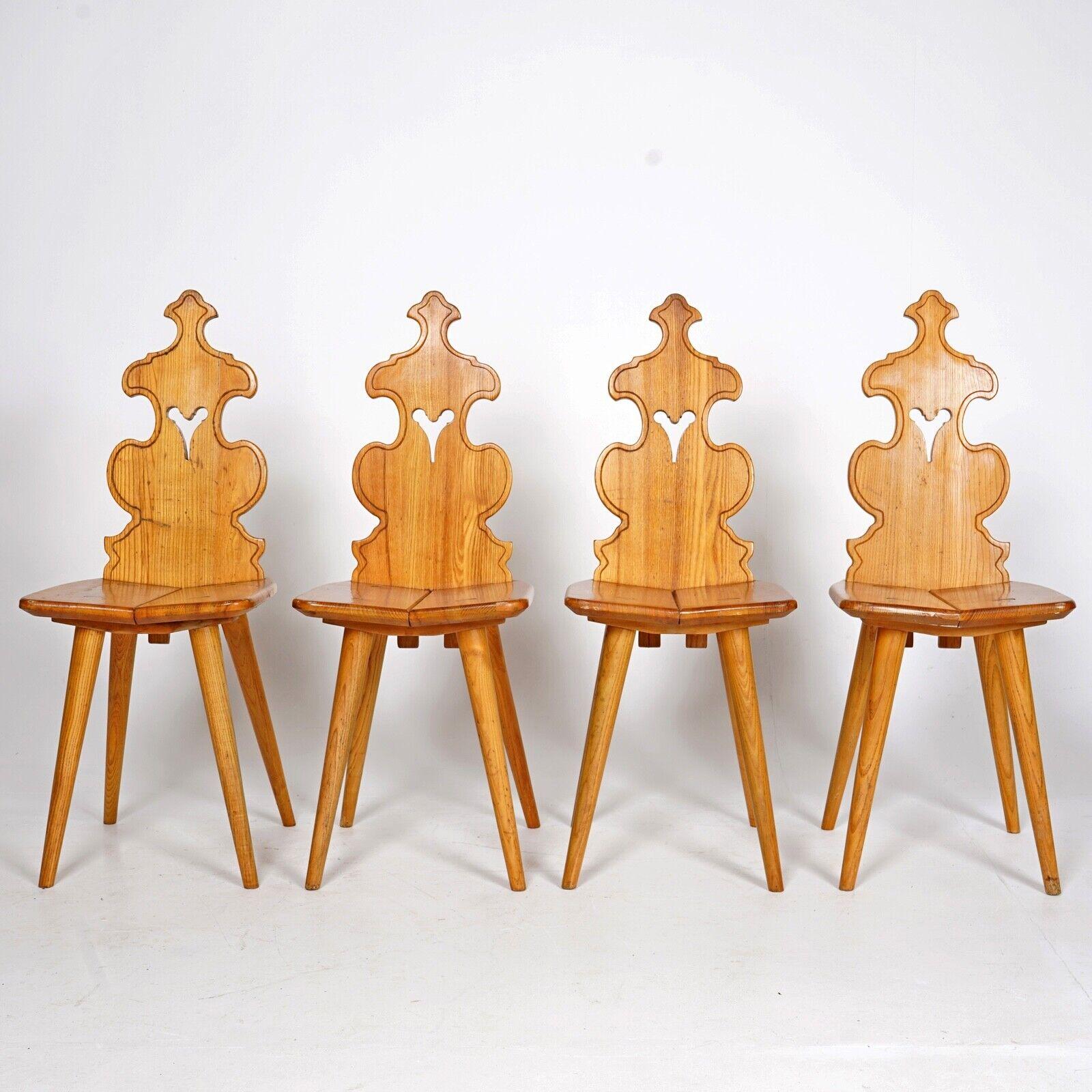 20th Century Midcentury Brutalist Style Design Tiroler Chair Set of 4 by Cepelia, 1960